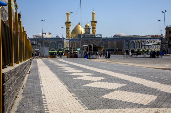 The completion of adding more than a thousand square meters to serve visitors. - The staff of the Maintenance and Engineering Construction Department at the al-Abbas's (p) Holy Shrine has completed all the work related to adding (1450) square meters to the courtyard of al-Joud, lo...