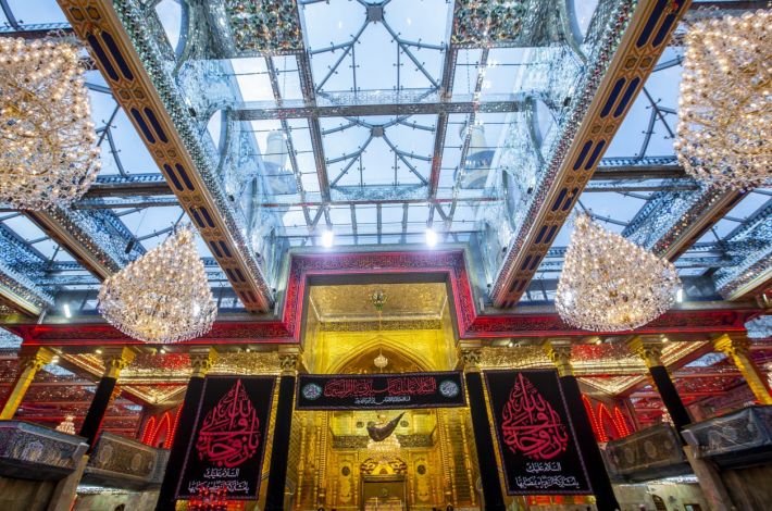 The al-Abbas’s (p) Holy Shrine is covered with black on the death anniversary of Lady Umm al-Baneen (peace be upon her) - A great figure who was chosen by the Commander of the Faithful (peace be upon him) to be his wife to be a second mother for the children of the Immaculate Lady Fatima az-Zahra (peace be upon her) afte...